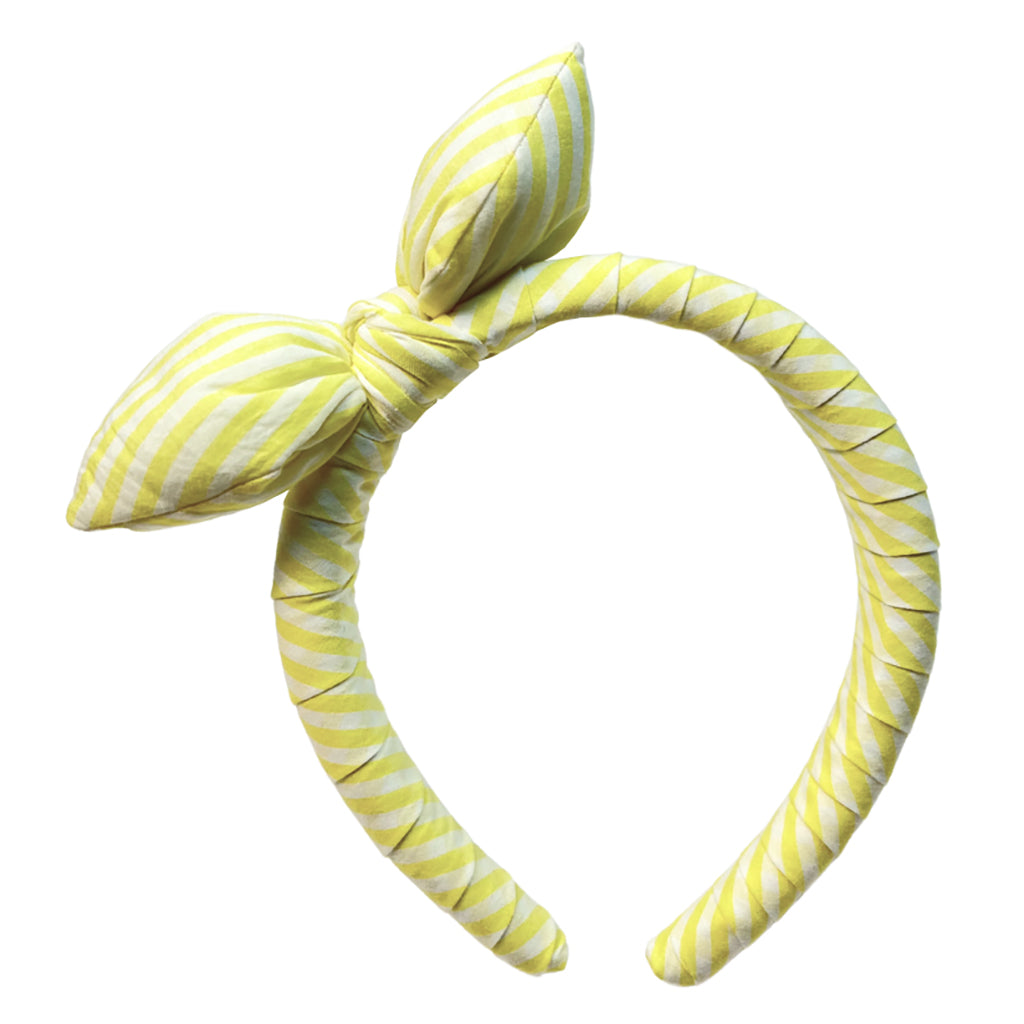 Tia Cibani Child Laurel Bow Headband Sun Yellow Stripes