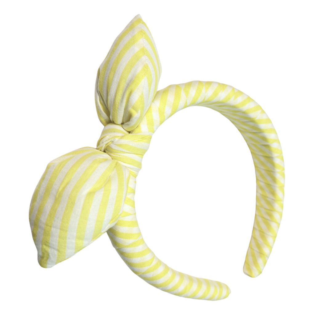 Tia Cibani Child Laurel Bow Headband Sun Yellow Stripes