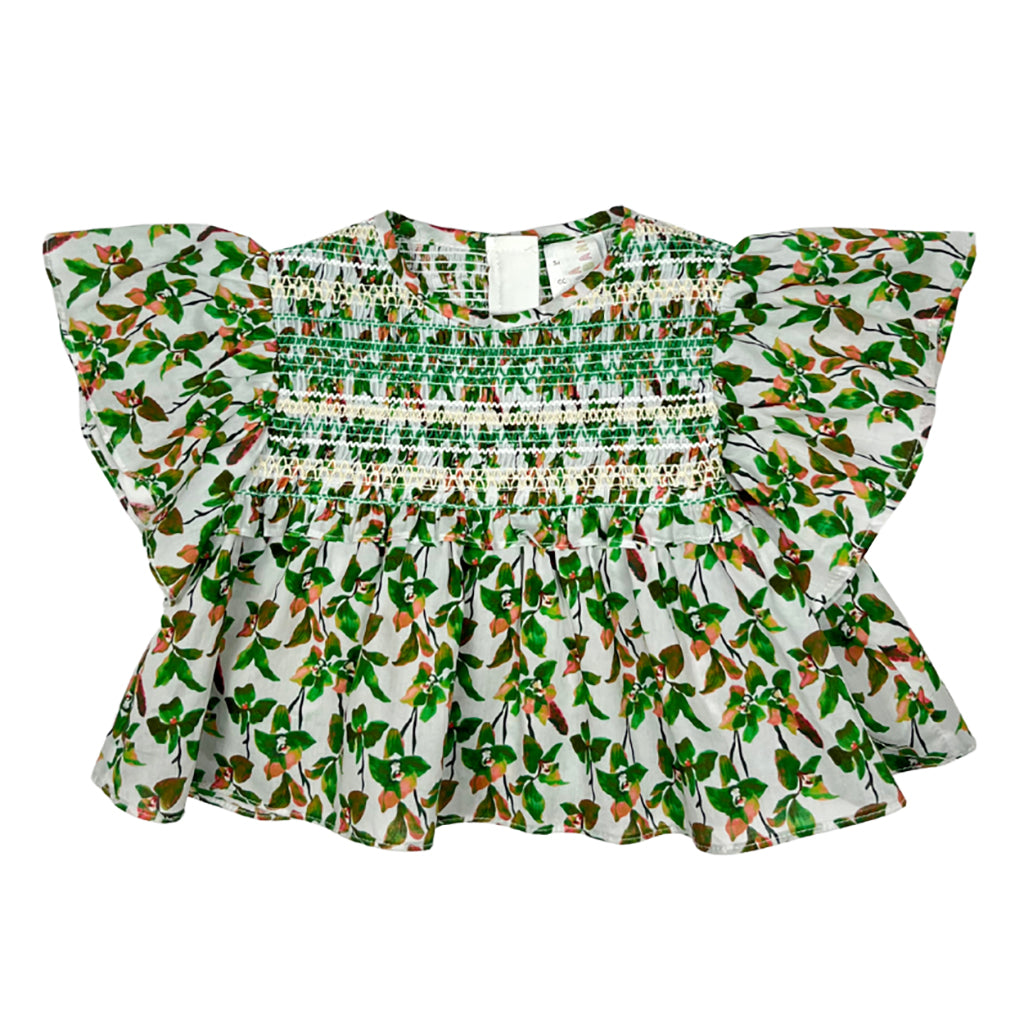 Tia Cibani Kids Baby Sofia Smocked Blouse Palm Mix Green