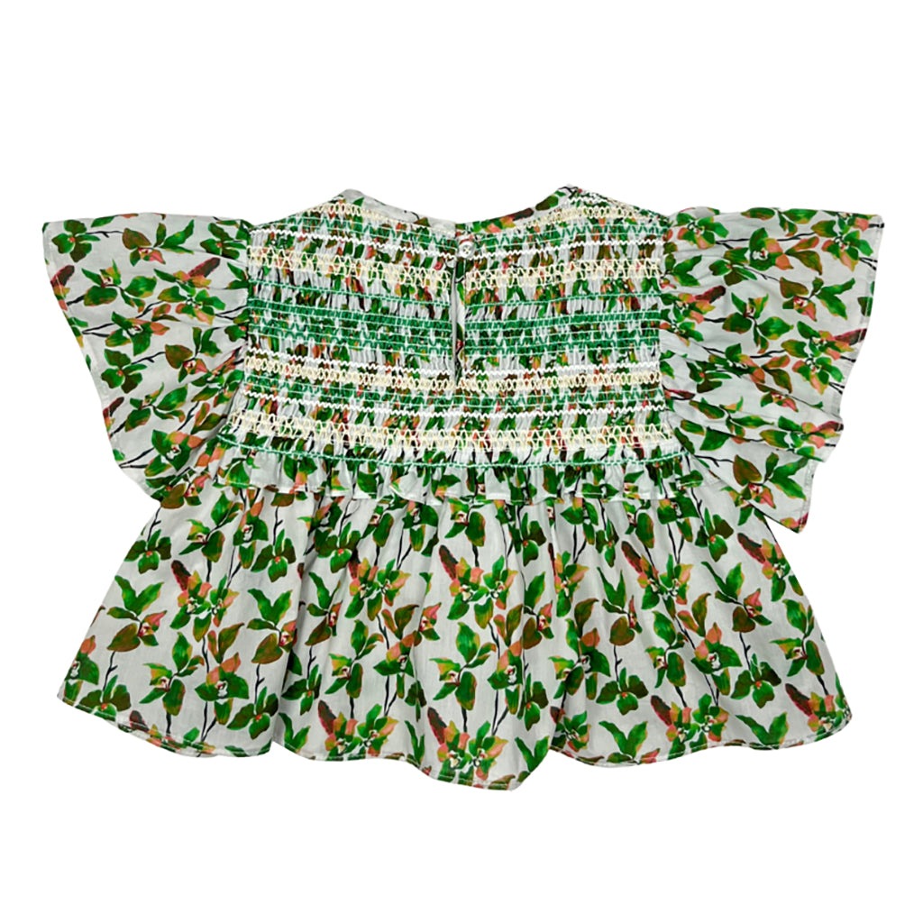 Tia Cibani Kids Baby Sofia Smocked Blouse Palm Mix Green