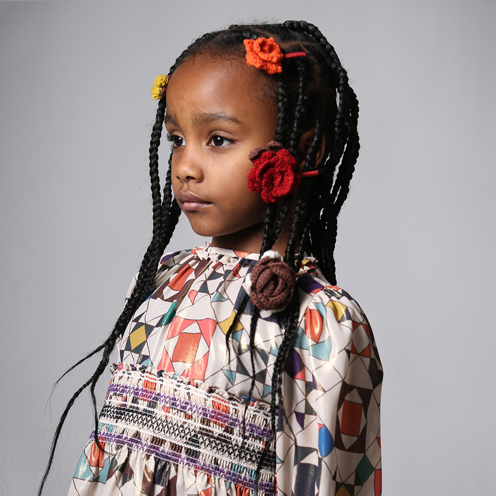 Tia Cibani Kids Set Of Four Roots in Bloom Hair Clips Ruby Red