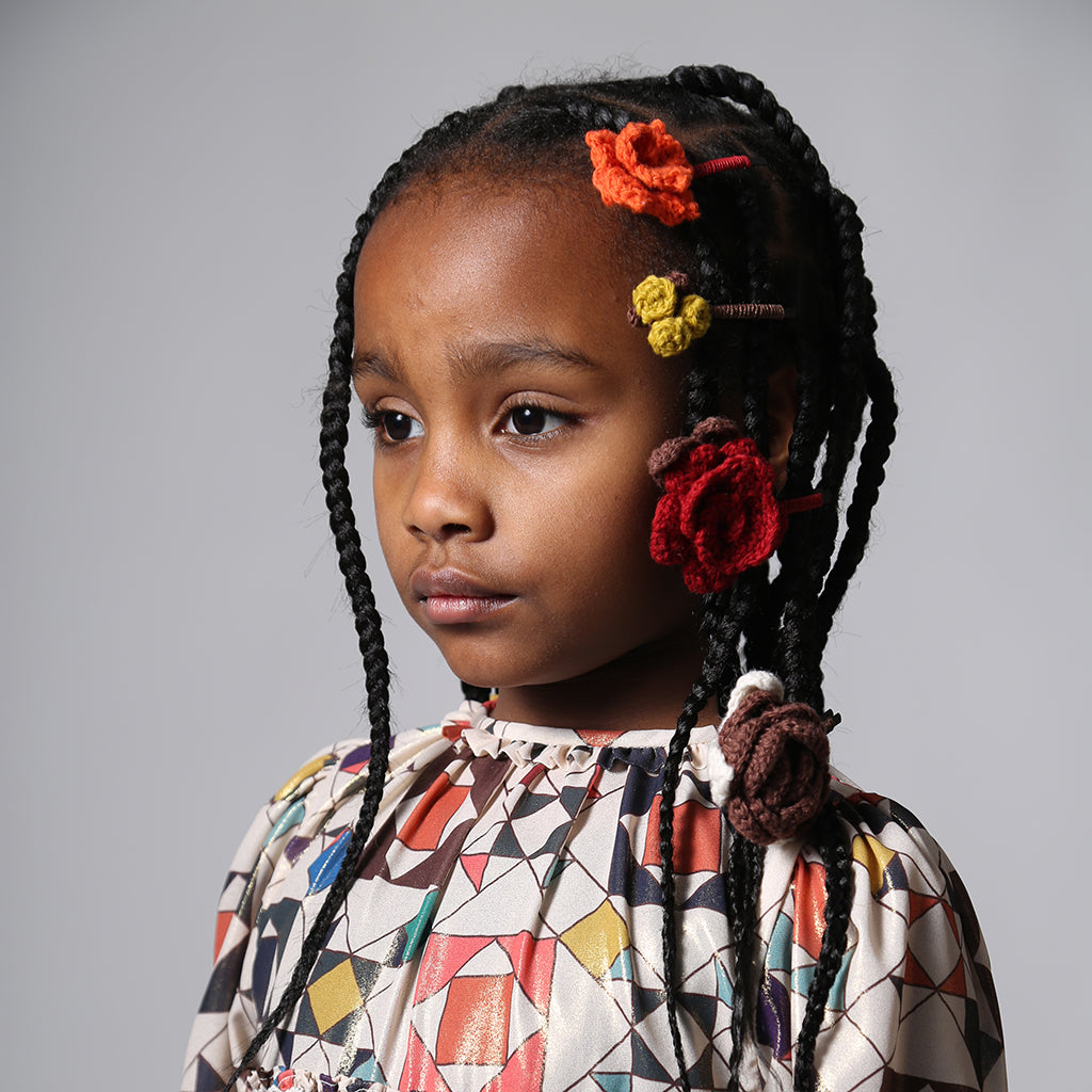 Tia Cibani Kids Set Of Four Roots in Bloom Hair Clips Ruby Red