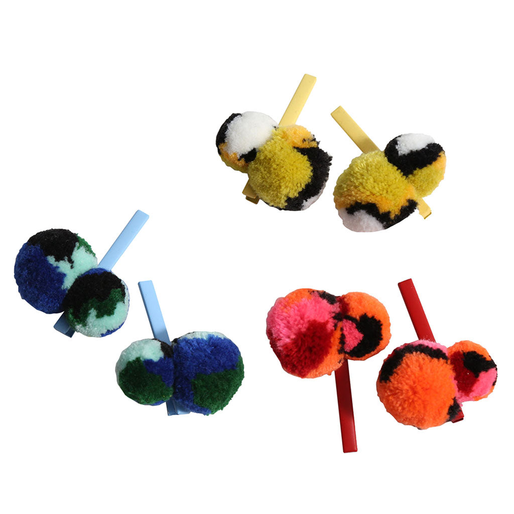 Tia Cibani Kids Pompom Hair Clips Rainbow Set of 4 Clips - assorted colours