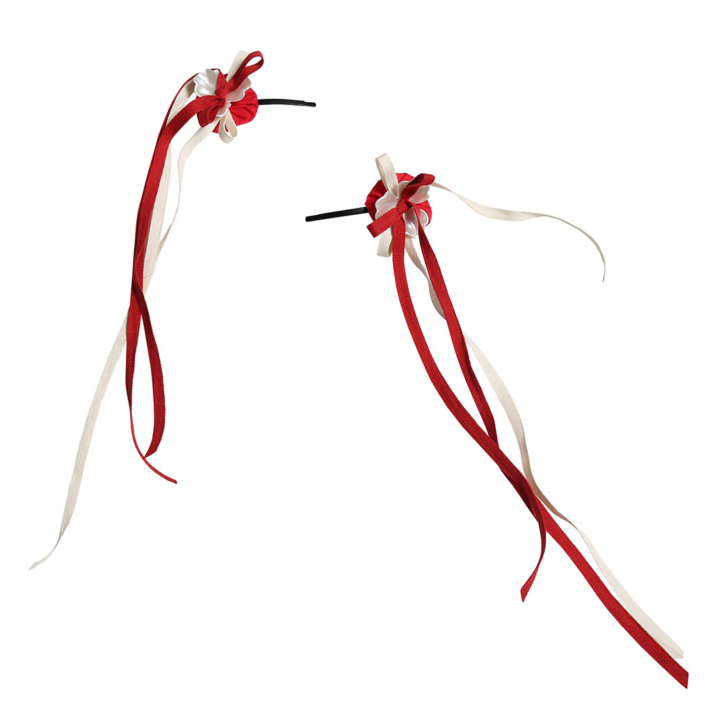 Tia Cibani Kids Set Of Two Luna Fringed Hair Clips Ruby Red