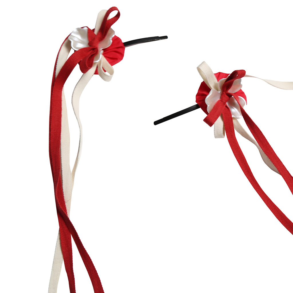 Tia Cibani Kids Set Of Two Luna Fringed Hair Clips Ruby Red