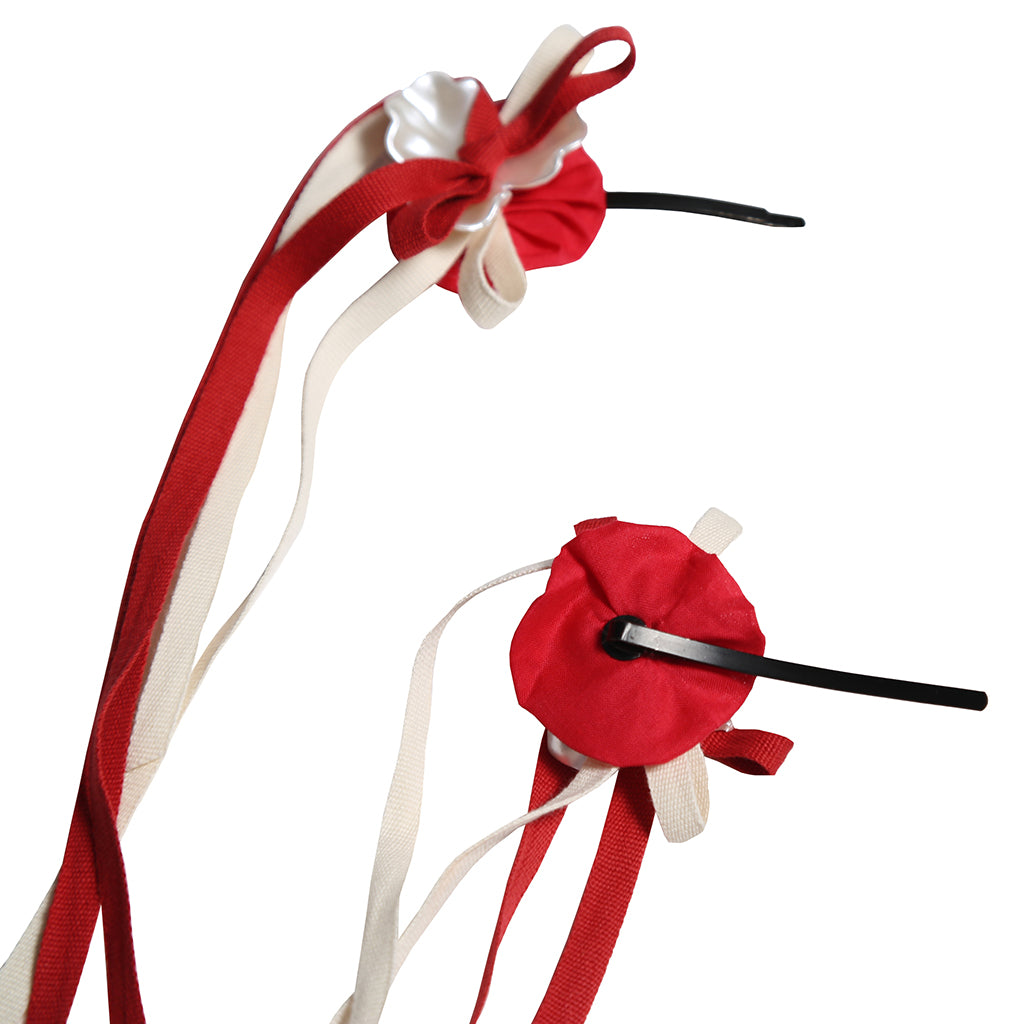 Tia Cibani Kids Set Of Two Luna Fringed Hair Clips Ruby Red