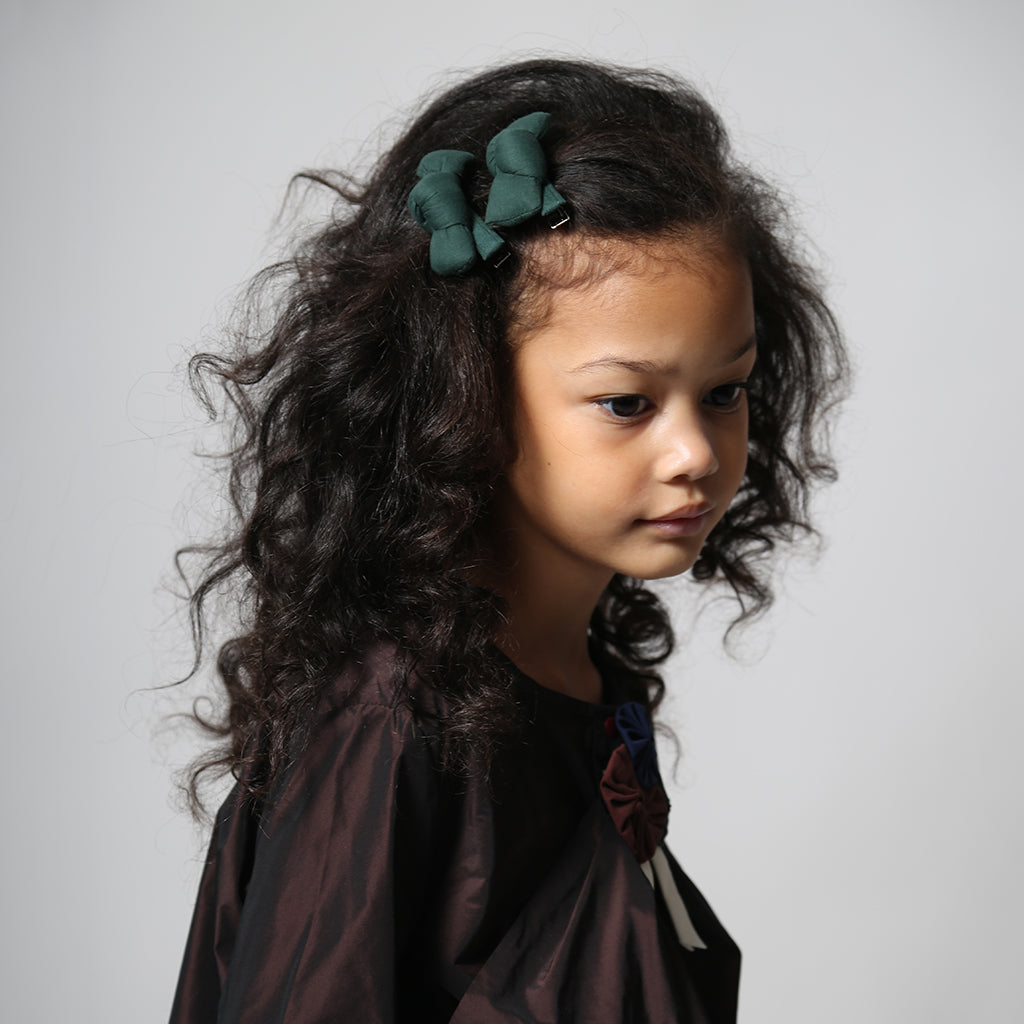 Tia Cibani Kids Set Of Two Maya Knotted Hair Clips Cactus Green