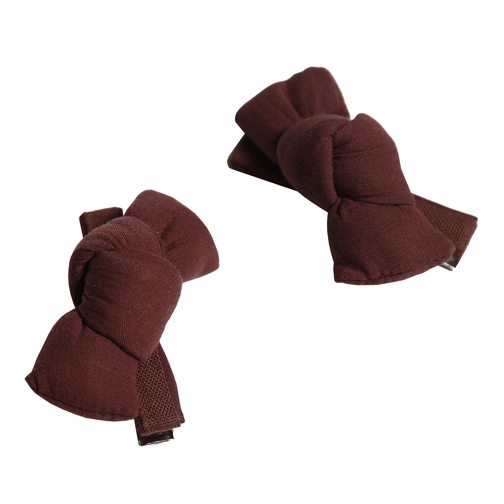 Tia Cibani Kids Set Of Two Maya Knotted Hair Clips Raisin Brown