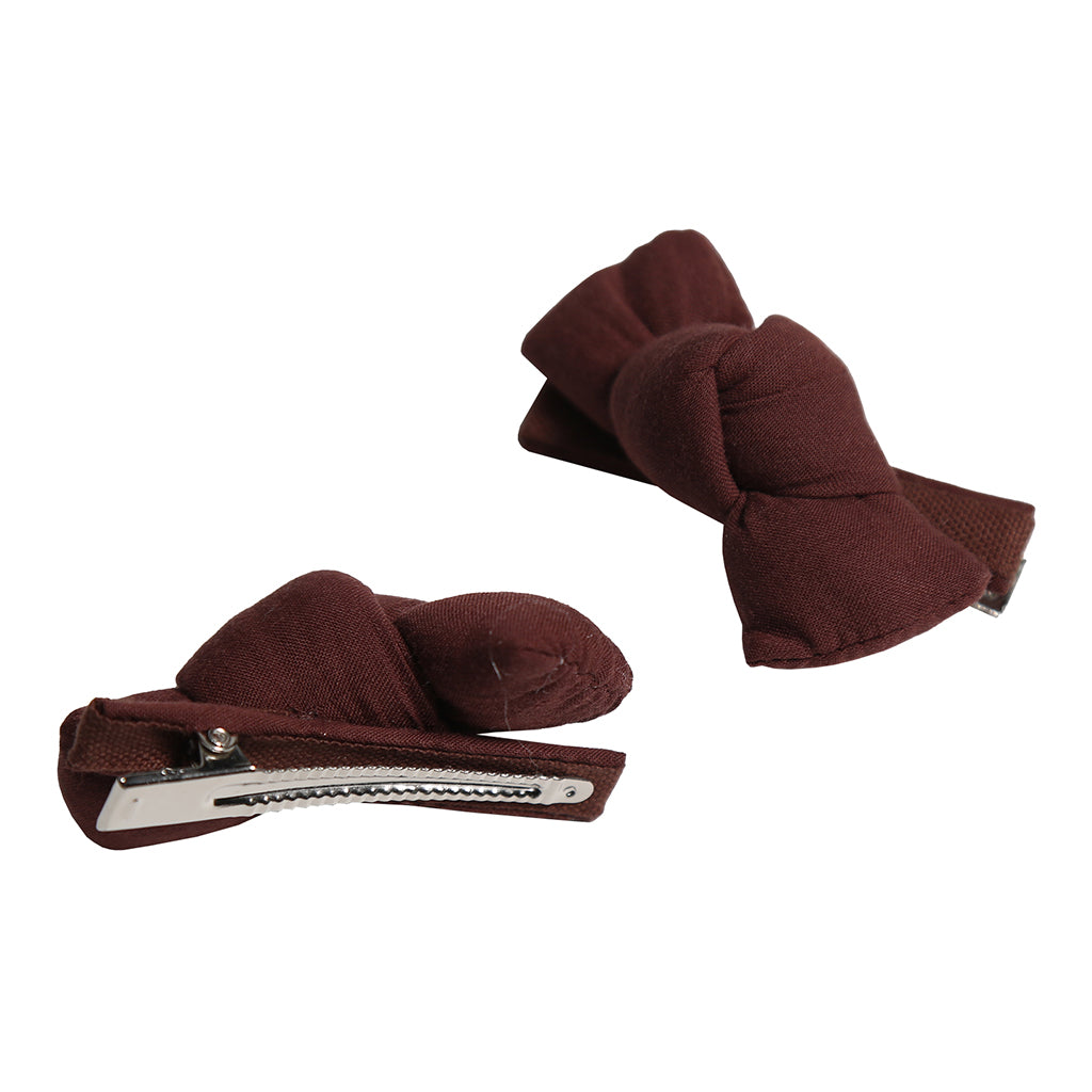 Tia Cibani Kids Set Of Two Maya Knotted Hair Clips Raisin Brown