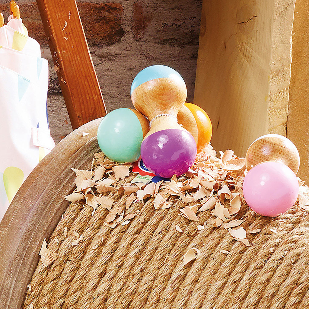 Vilac Wooden Maraca Rattle White and Pink