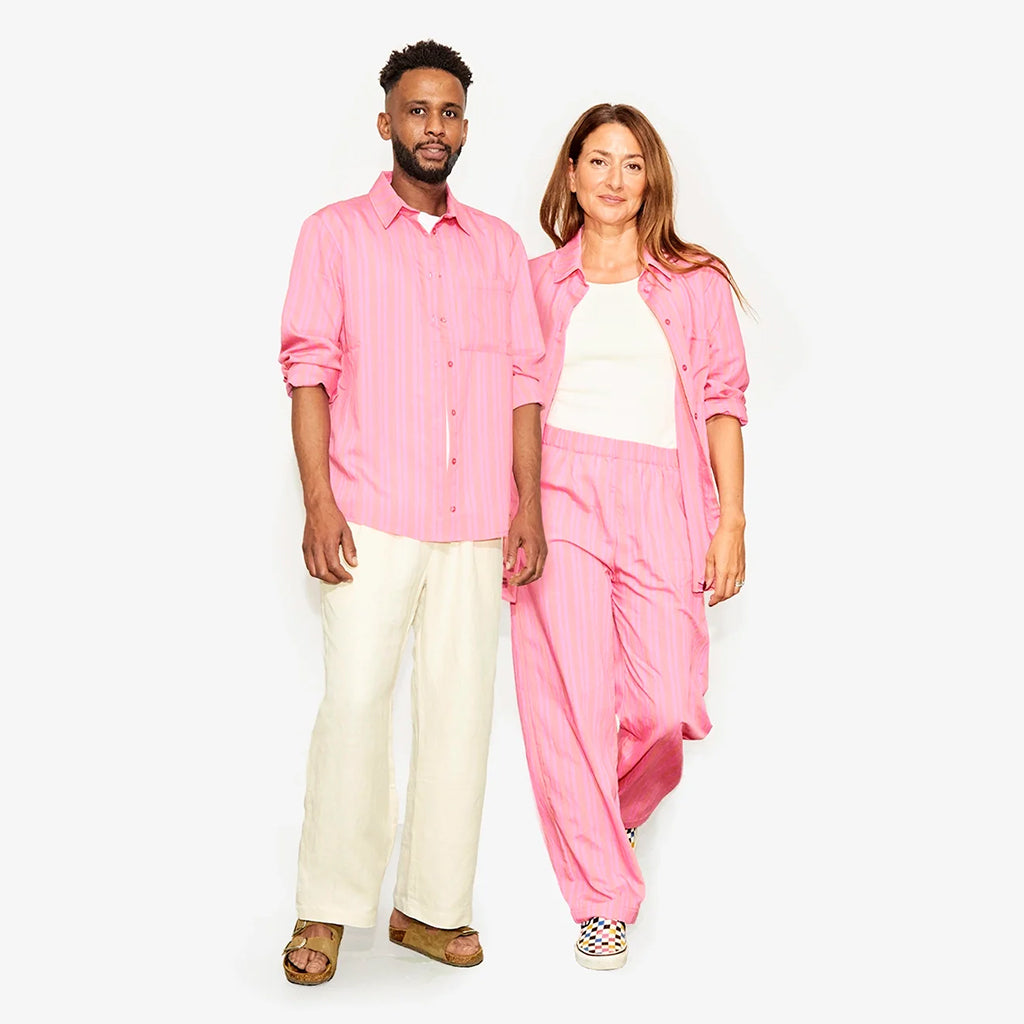 World of Pop Unisex Flower Power Shirt Pink Stripes