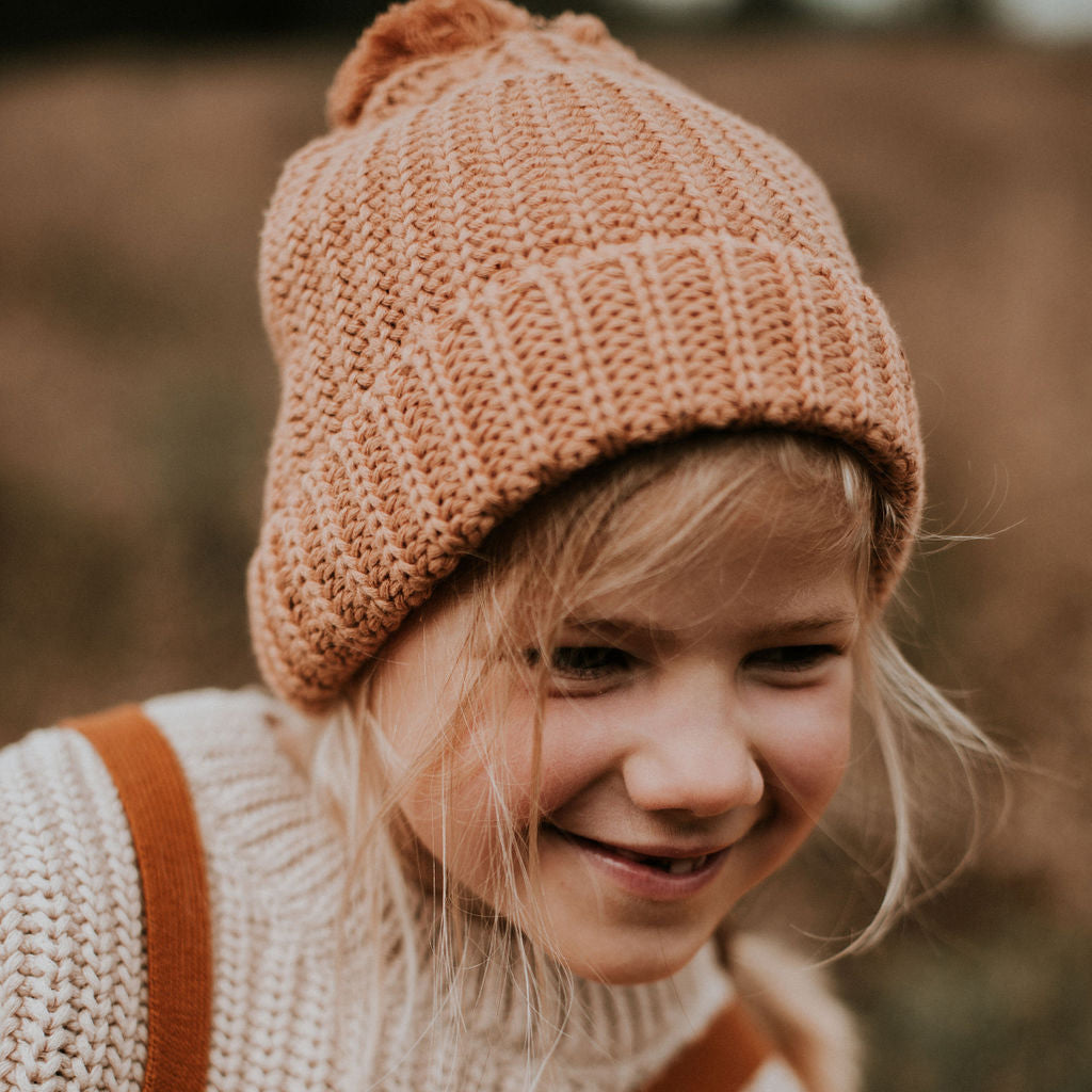 Yuki Kidswear Child Chunky Knitted Hat Coral Orange