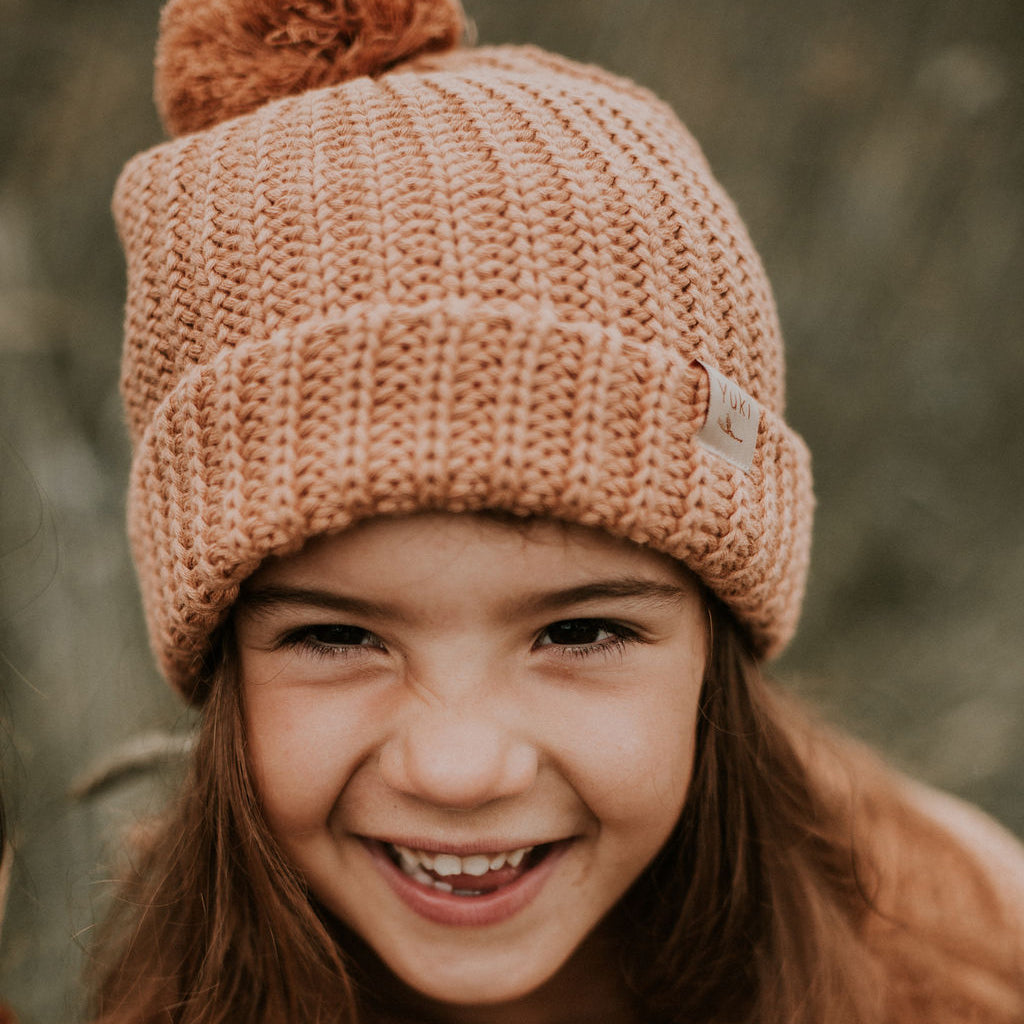Yuki Kidswear Child Chunky Knitted Hat Coral Orange