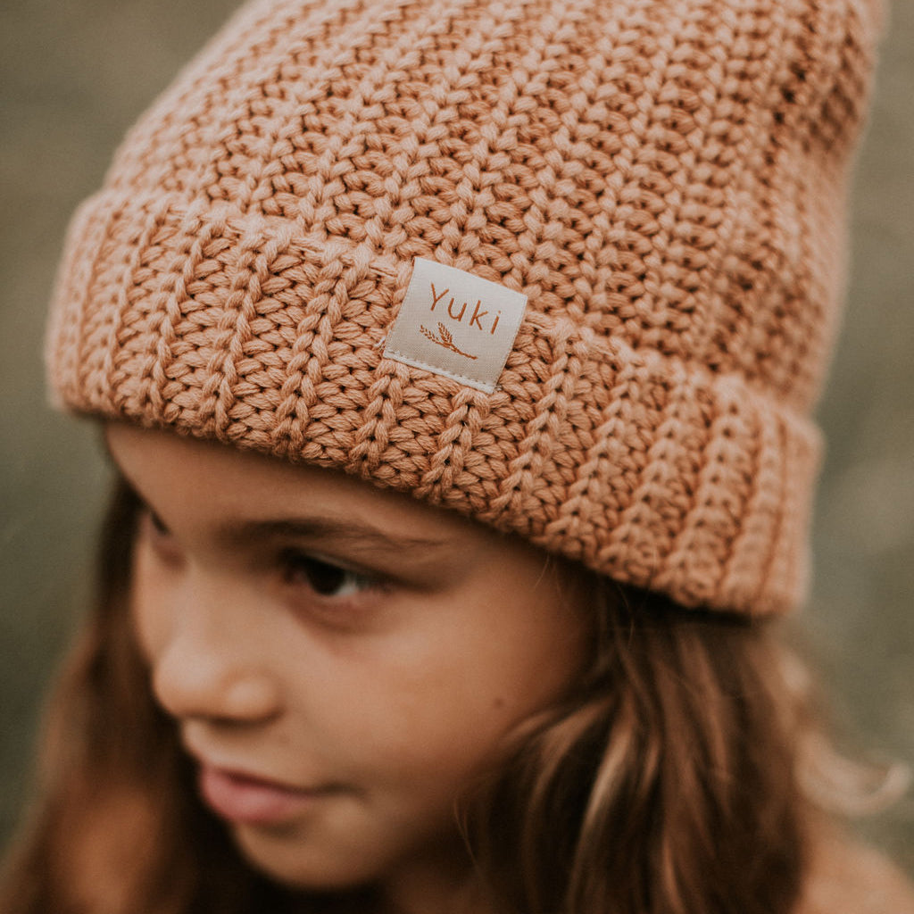 Yuki Kidswear Child Chunky Knitted Hat Coral Orange