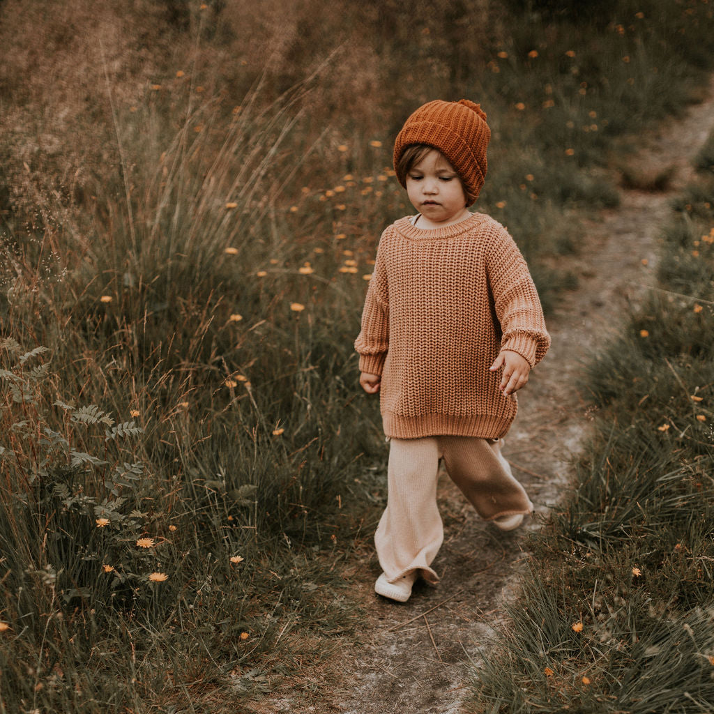 Yuki Kidswear Child Chunky Knitted Hat Rust Brown