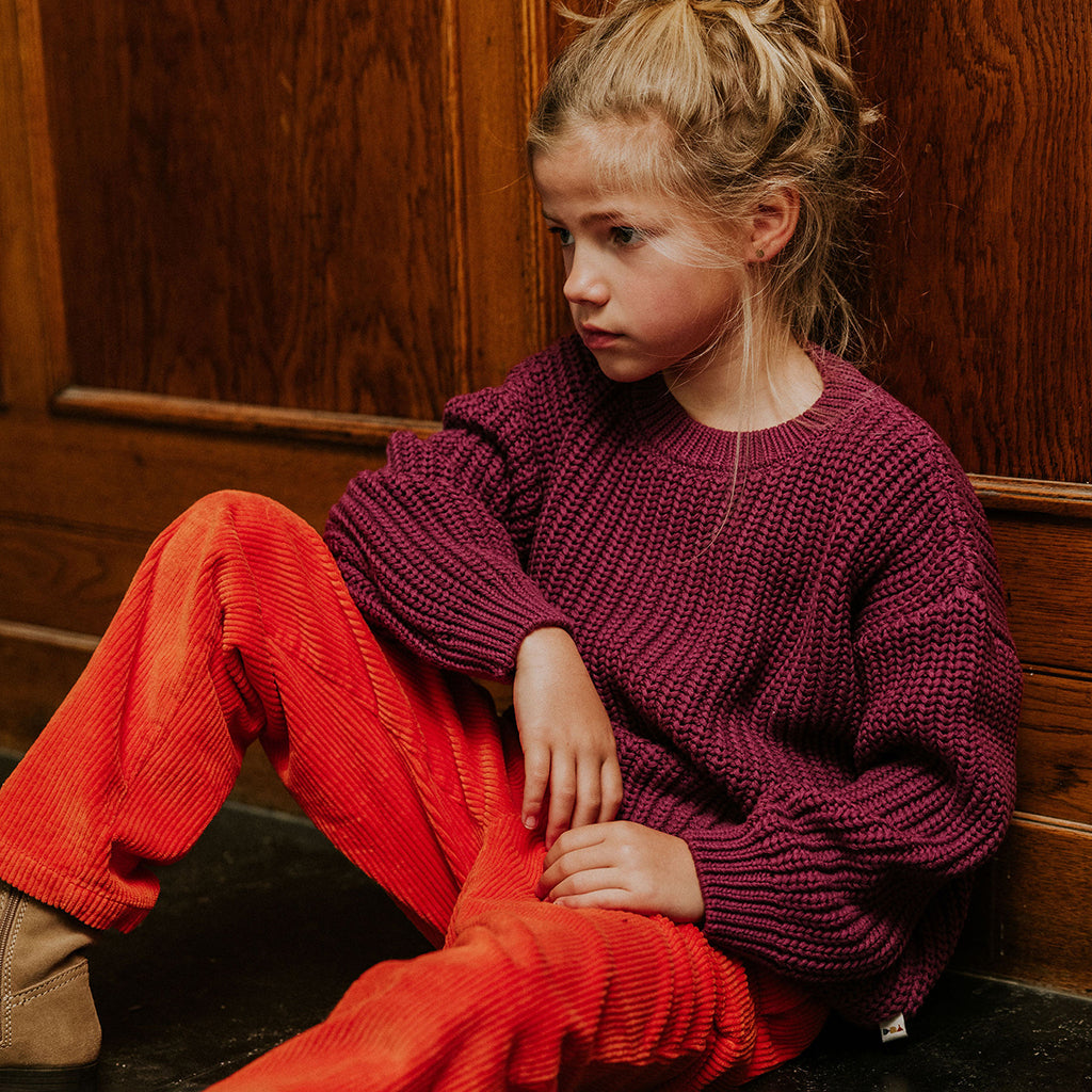 Yuki Kidswear Baby And Child Chunky Knitted Sweater Dahlia Purple