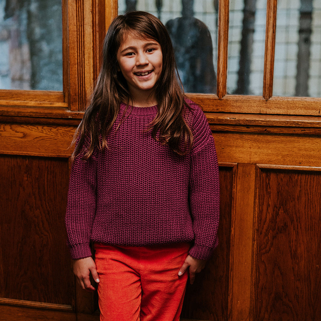 Yuki Kidswear Baby And Child Chunky Knitted Sweater Dahlia Purple