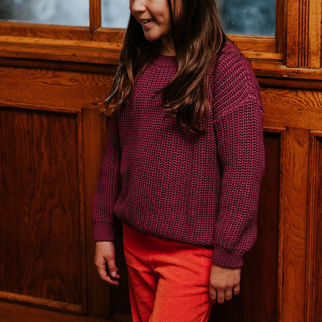 Yuki Kidswear Baby And Child Chunky Knitted Sweater Dahlia Purple