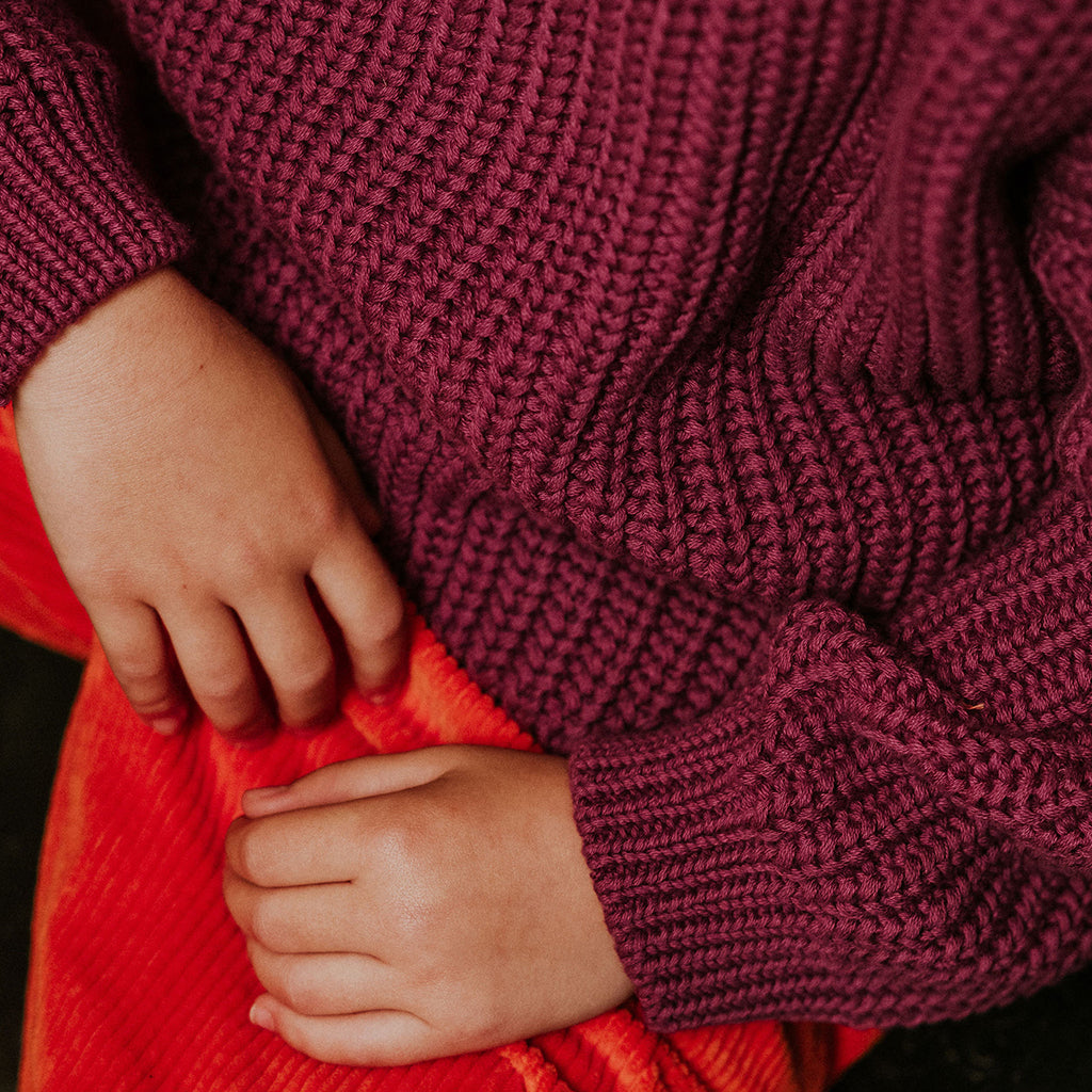 Yuki Kidswear Baby And Child Chunky Knitted Sweater Dahlia Purple