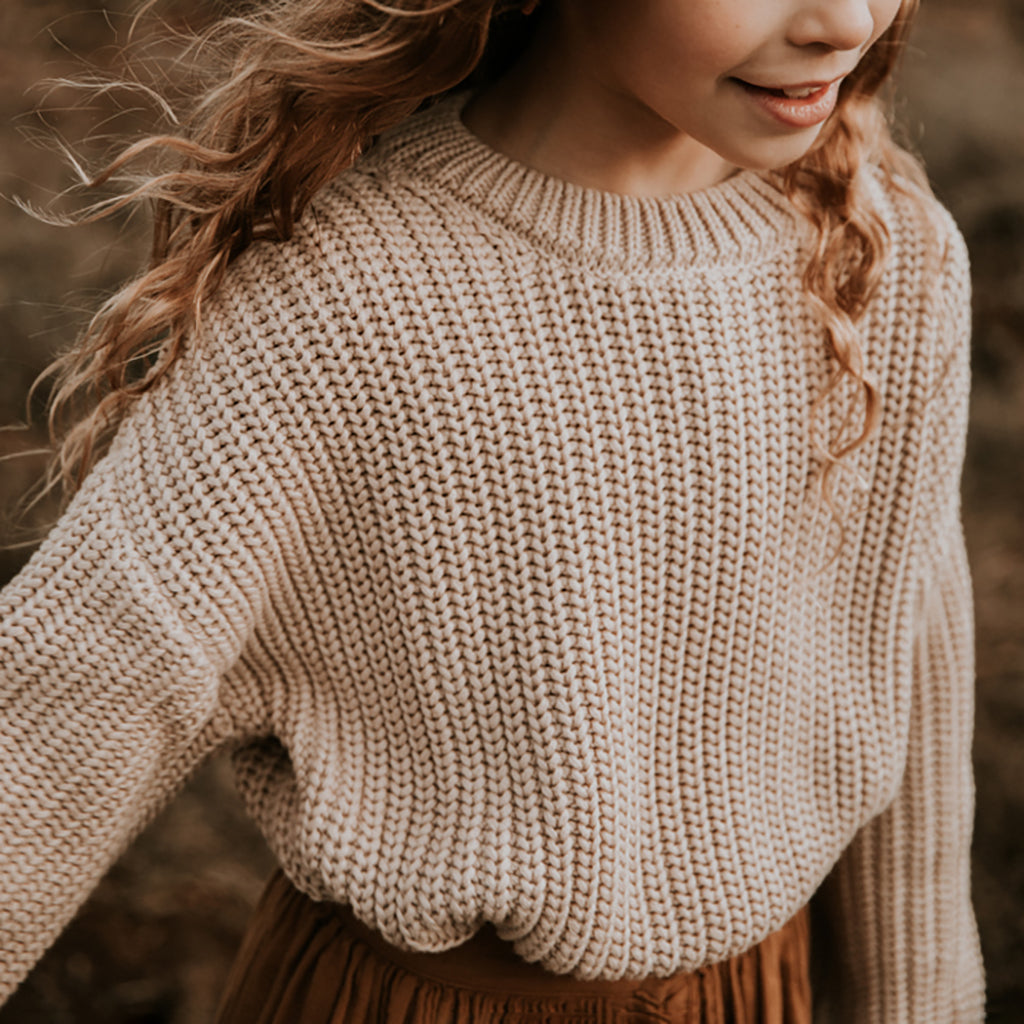 Yuki Kidswear Baby And Child Chunky Knitted Sweater Moon Cream