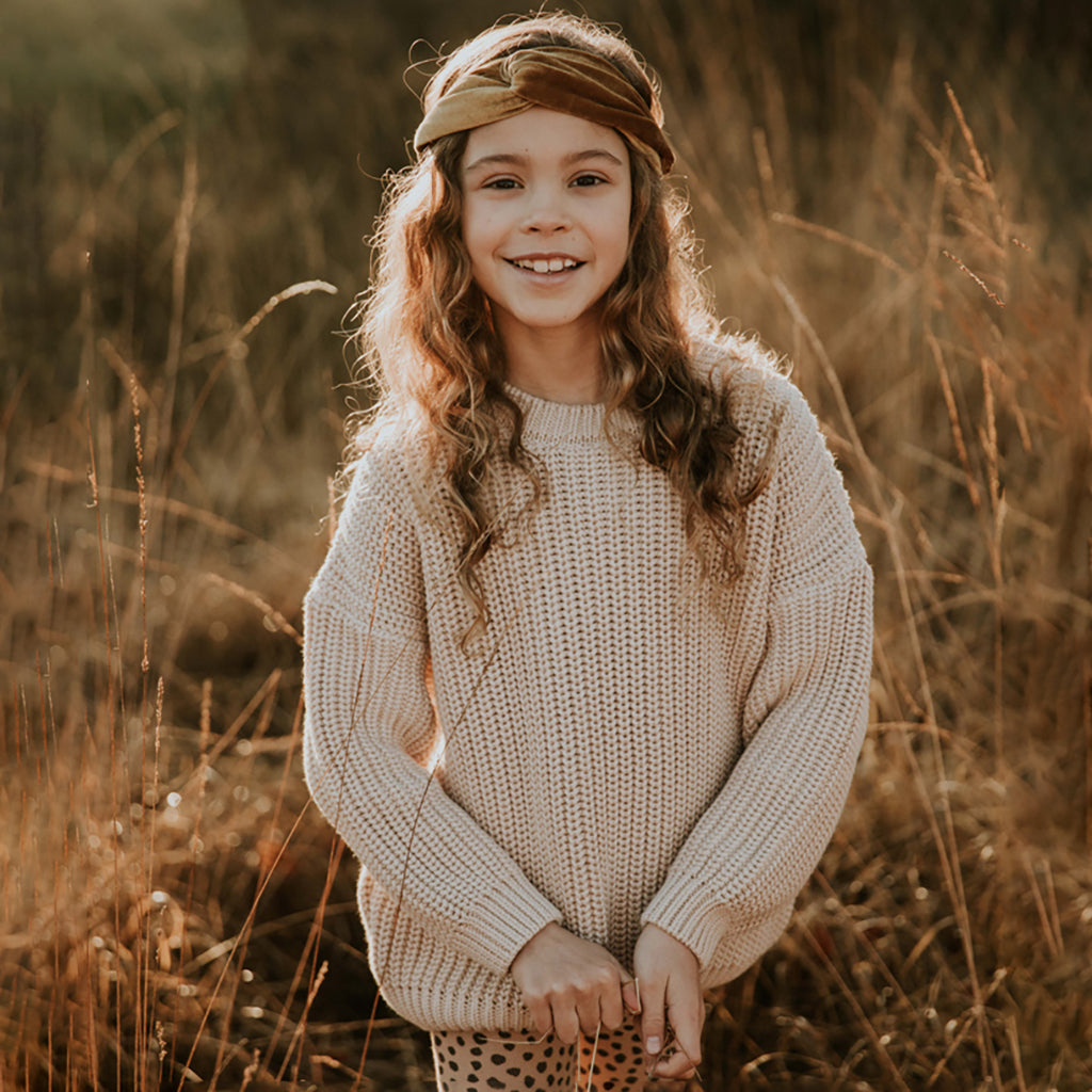 Yuki Kidswear Baby And Child Chunky Knitted Sweater Moon Cream