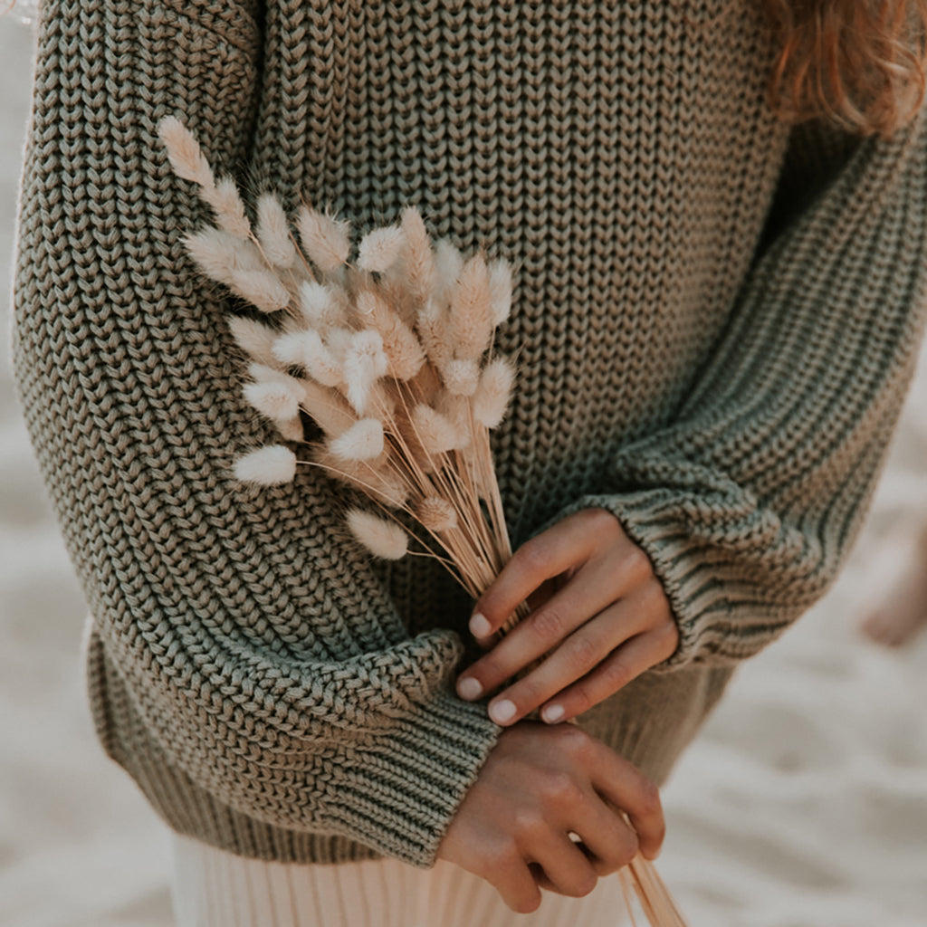 Yuki Kidswear Baby And Child Chunky Knitted Sweater Sage Green