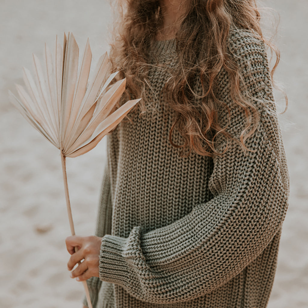 Yuki Kidswear Baby And Child Chunky Knitted Sweater Sage Green