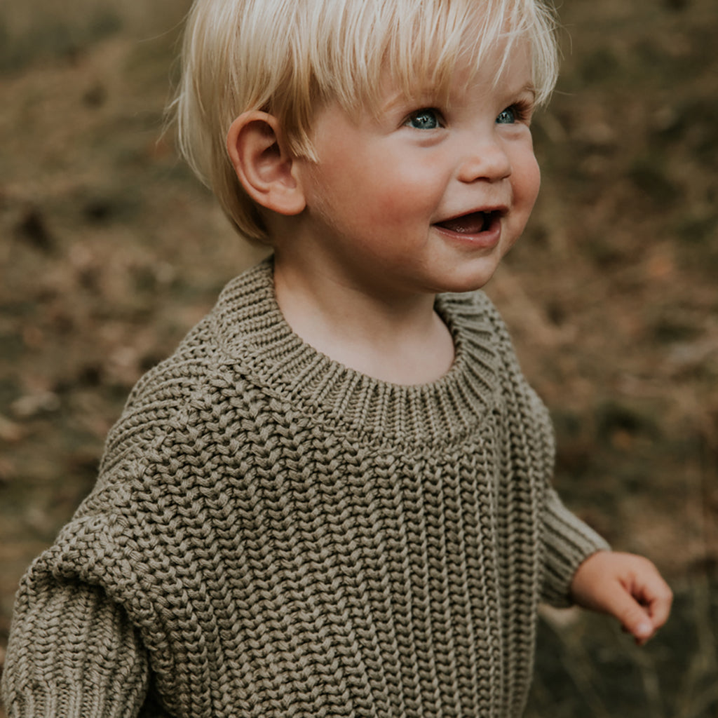 Yuki Kidswear Baby And Child Chunky Knitted Sweater Sage Green