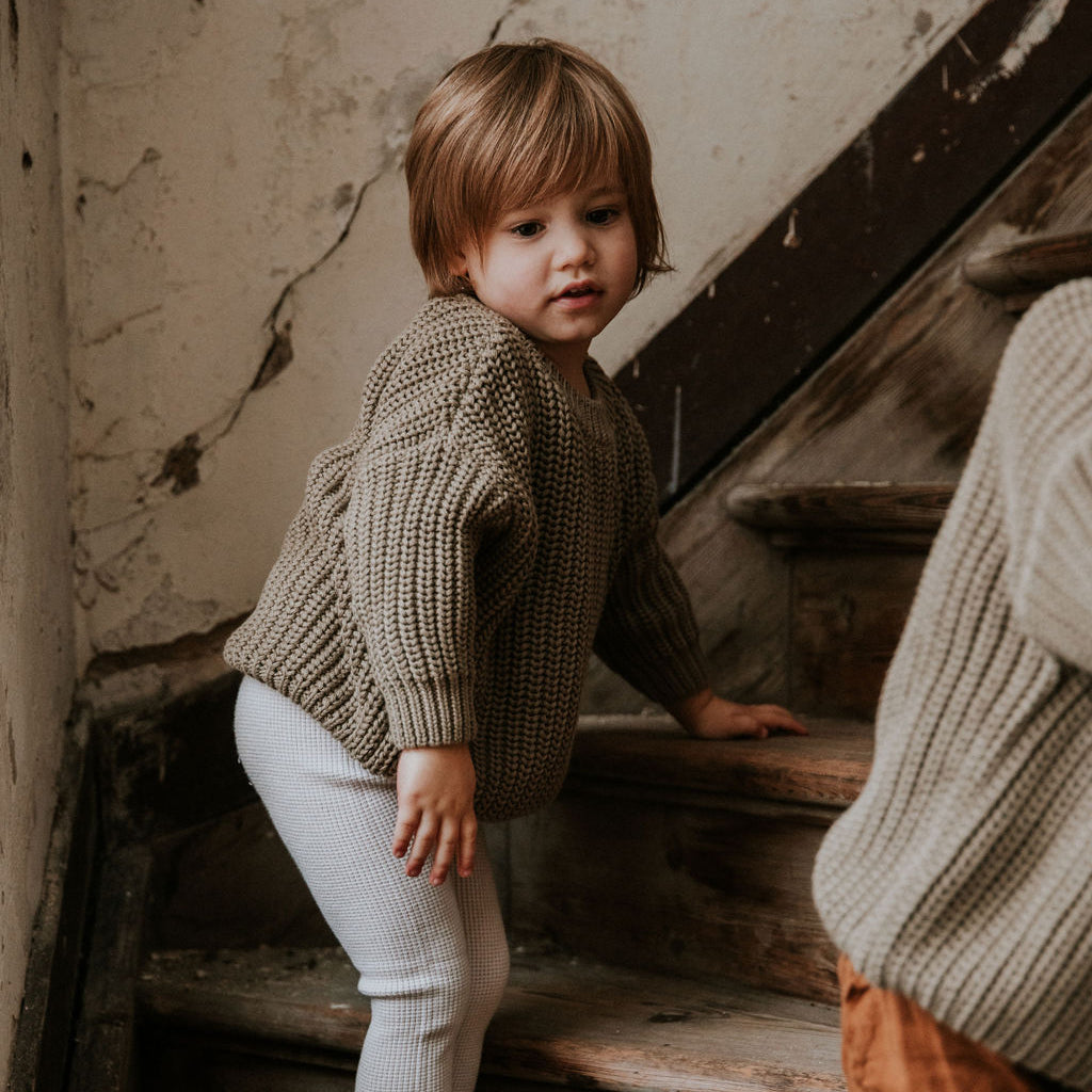 Yuki Kidswear Baby And Child Chunky Knitted Sweater Sage Green