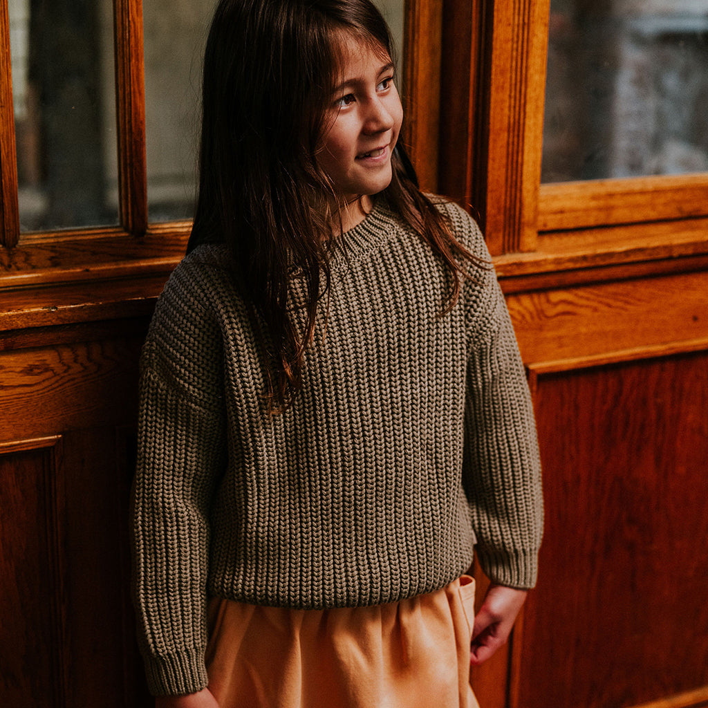 Yuki Kidswear Baby And Child Chunky Knitted Sweater Sage Green