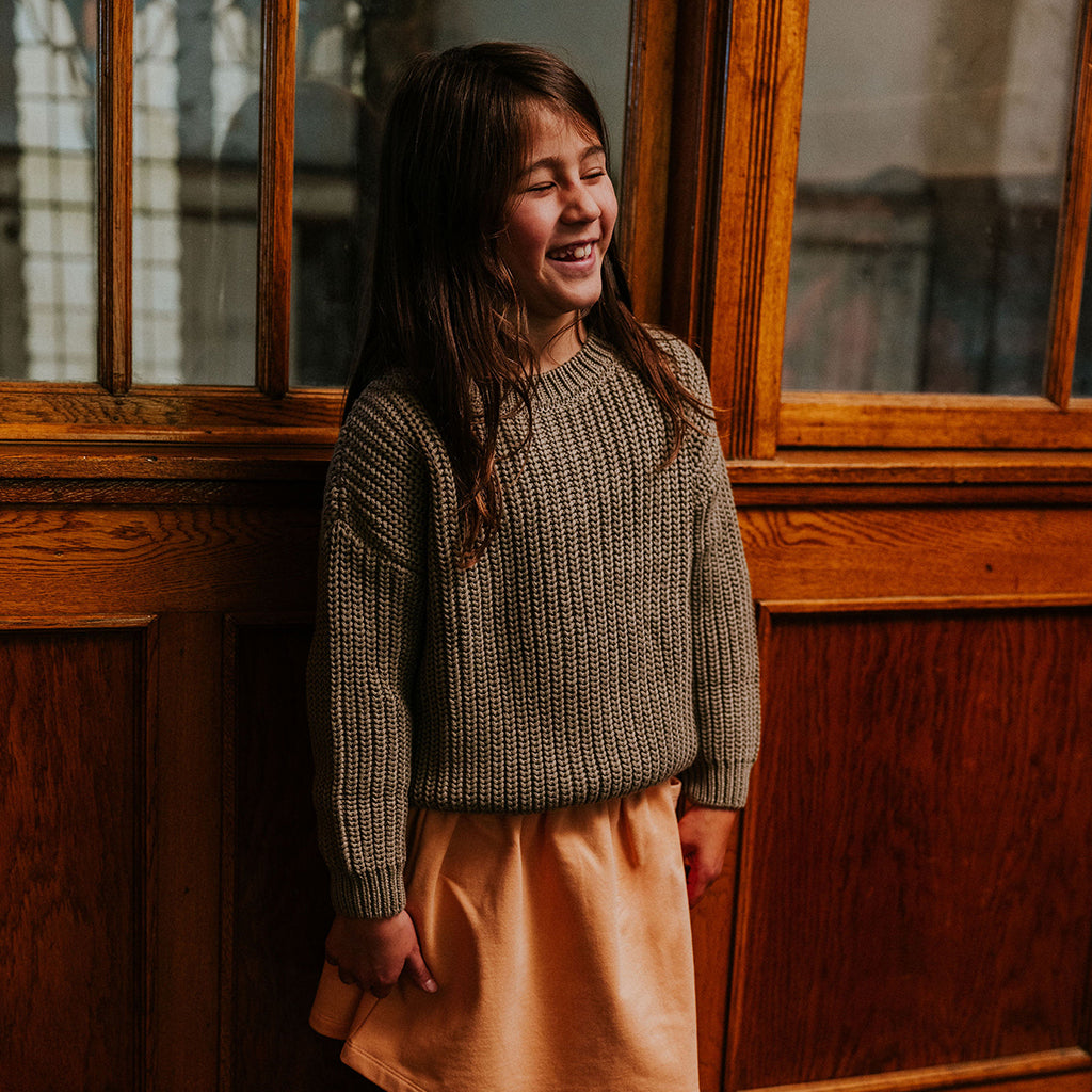 Yuki Kidswear Baby And Child Chunky Knitted Sweater Sage Green