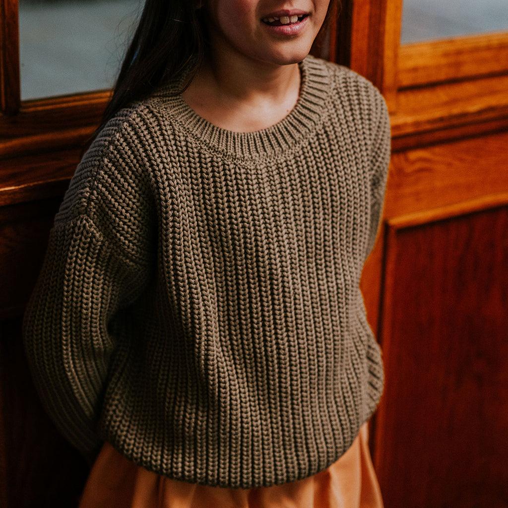 Yuki Kidswear Baby And Child Chunky Knitted Sweater Sage Green