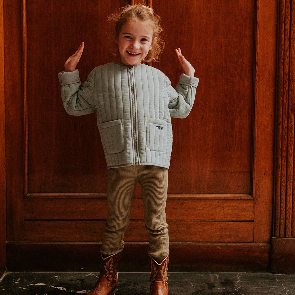 Yuki Kidswear Baby And Child Fine Rib Knitted Leggings Sage Green