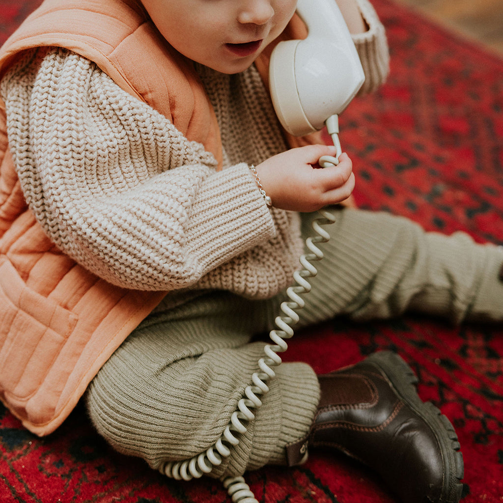 Yuki Kidswear Baby And Child Fine Rib Knitted Leggings Sage Green