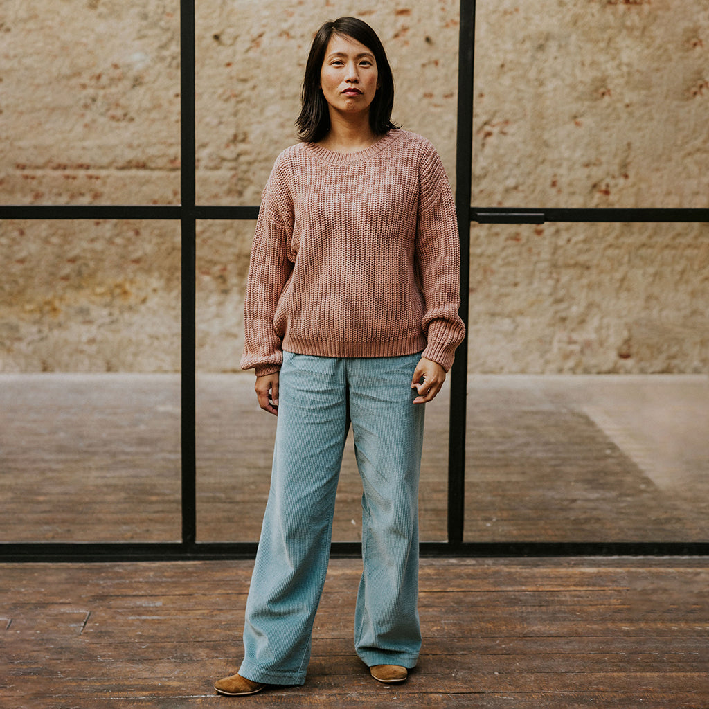 Yuki Woman Beau Corduroy Pants Ocean Blue