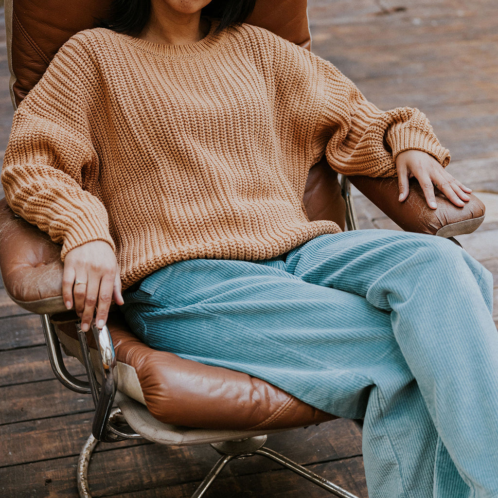 Yuki Woman Beau Corduroy Pants Ocean Blue