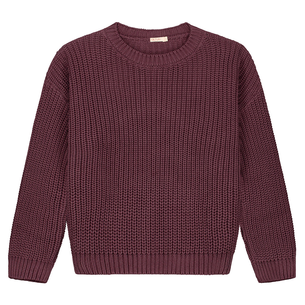 Yuki Woman Chunky Knitted Cotton Sweater Fig Plum