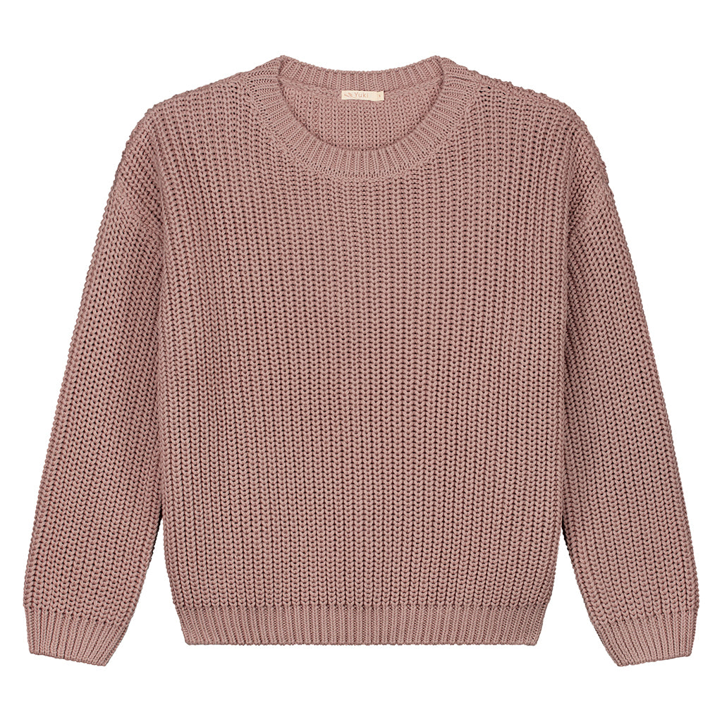 Yuki Woman Chunky Knitted Cotton Sweater Mist Pink