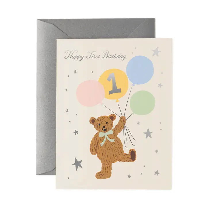 Rifle Paper Co. First Birthday Bear Birthday Card