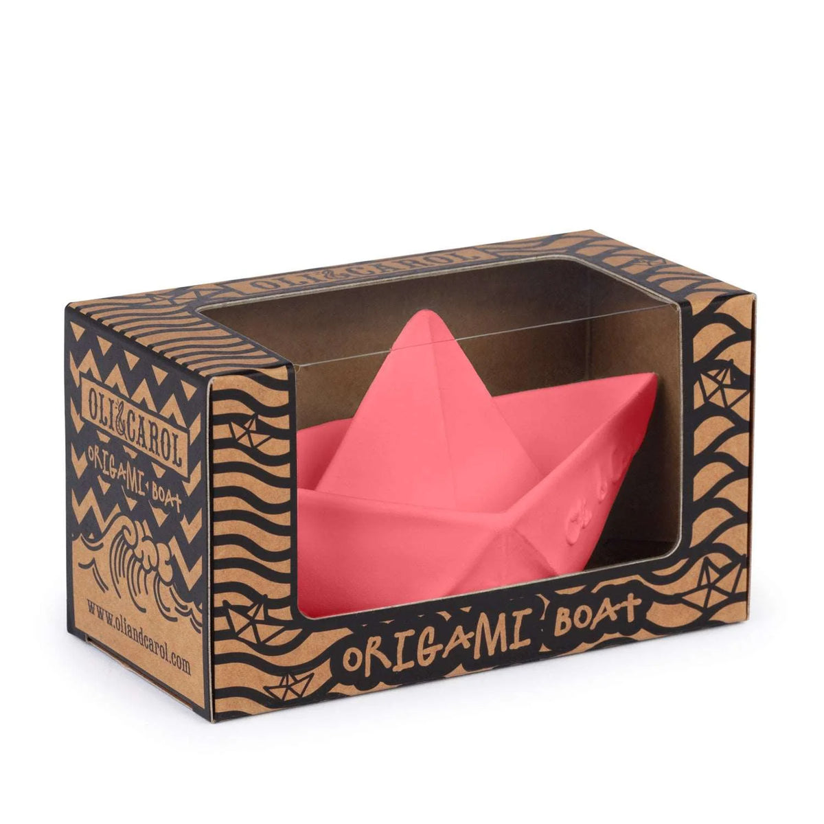 Oli&Carol Natural Rubber Bath Toy Origami Boat Pink