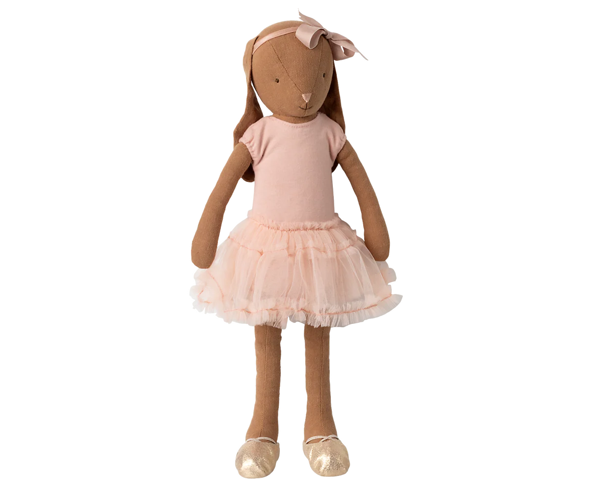 Maileg Toys Bunny Size 3 Chocolate Brown In Ballet Skirt Rose Pink
