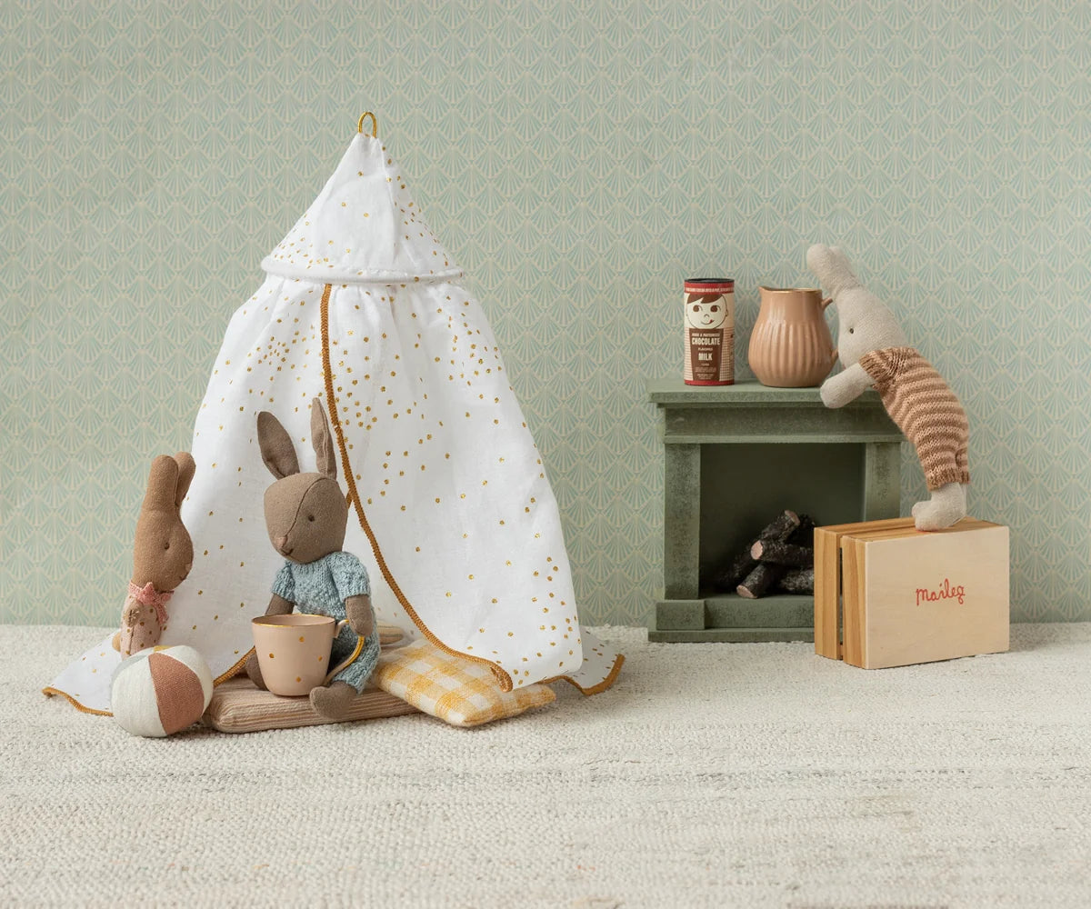 Maileg Toys Mouse Bed canopy, Miniature - Off white