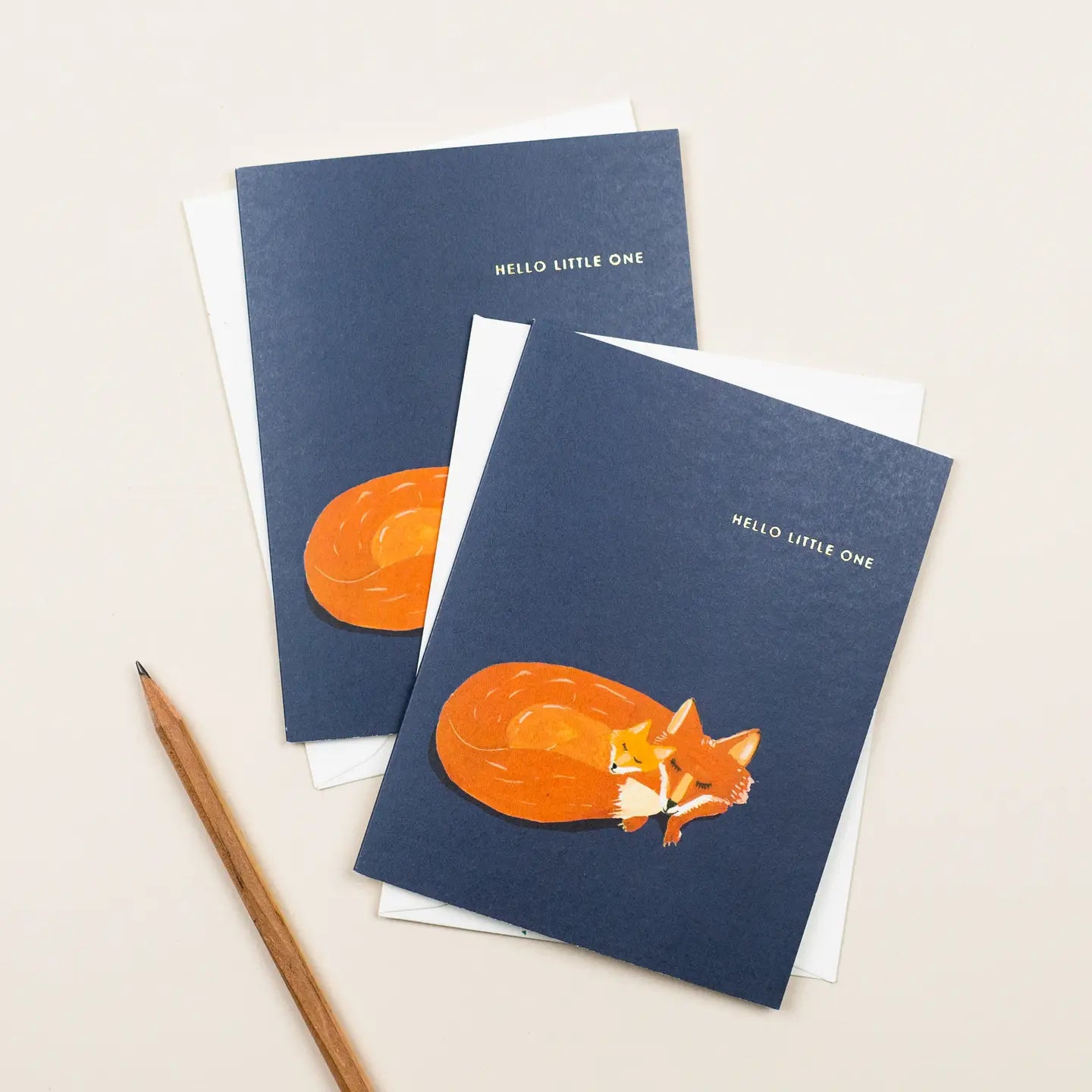 Halfpenny Postage Baby Card Hello Little One - Little Fox