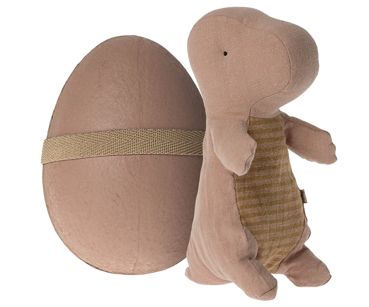 Maileg Toys Small Gantosaurus Soft Toy In Egg Old Rose