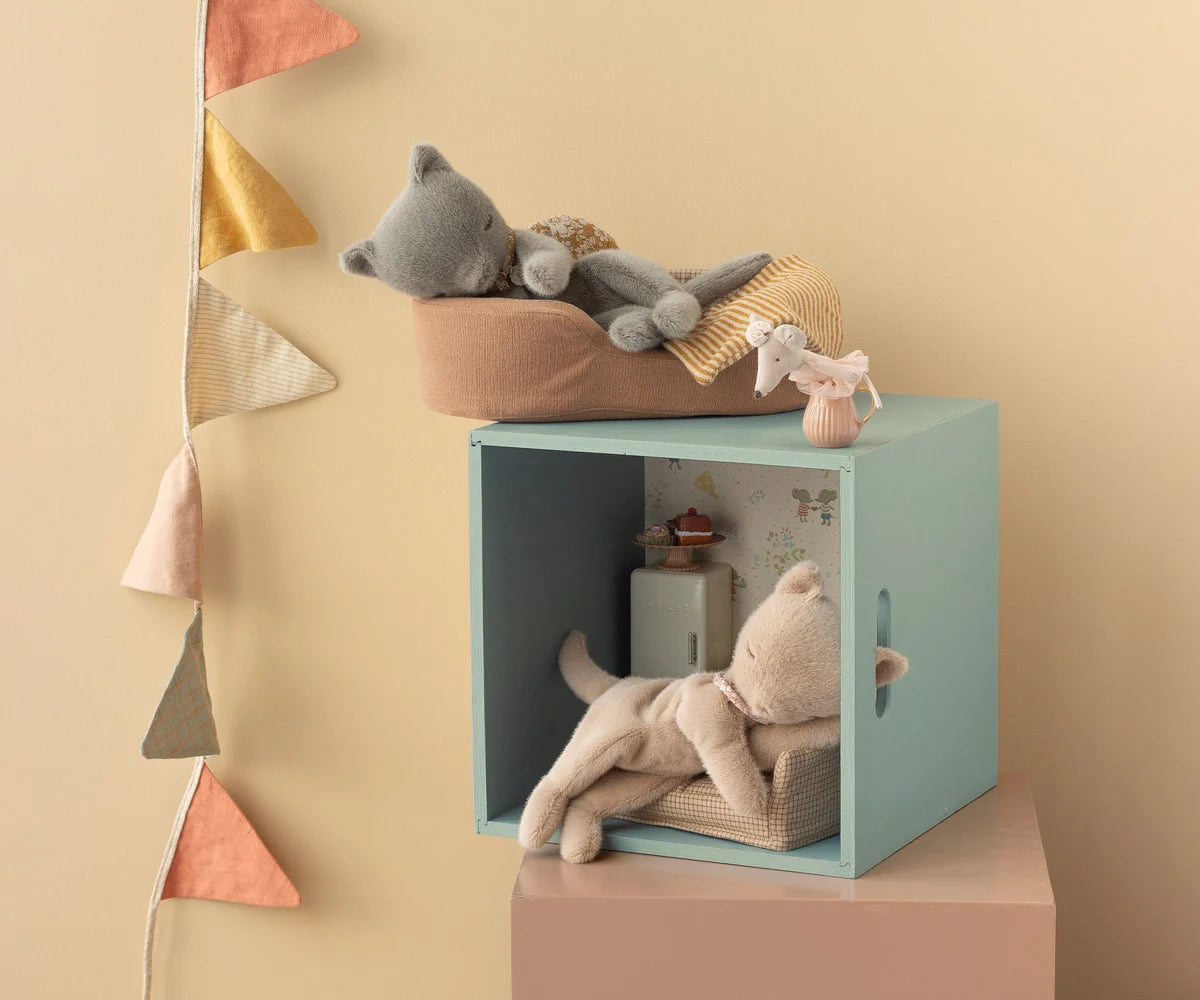 Maileg Toys Small Sleeping Kitten Soft Toy Grey