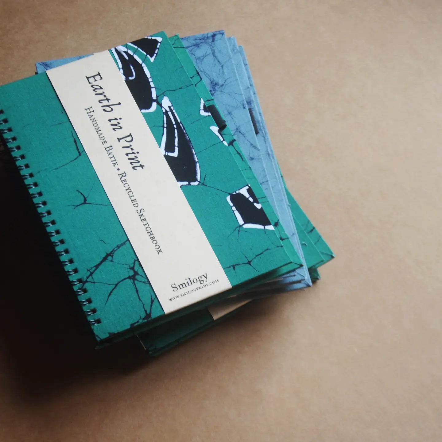 Smilogy Earth in Print Handmade Emerald Green Batik Sketchbook Recycled Paper