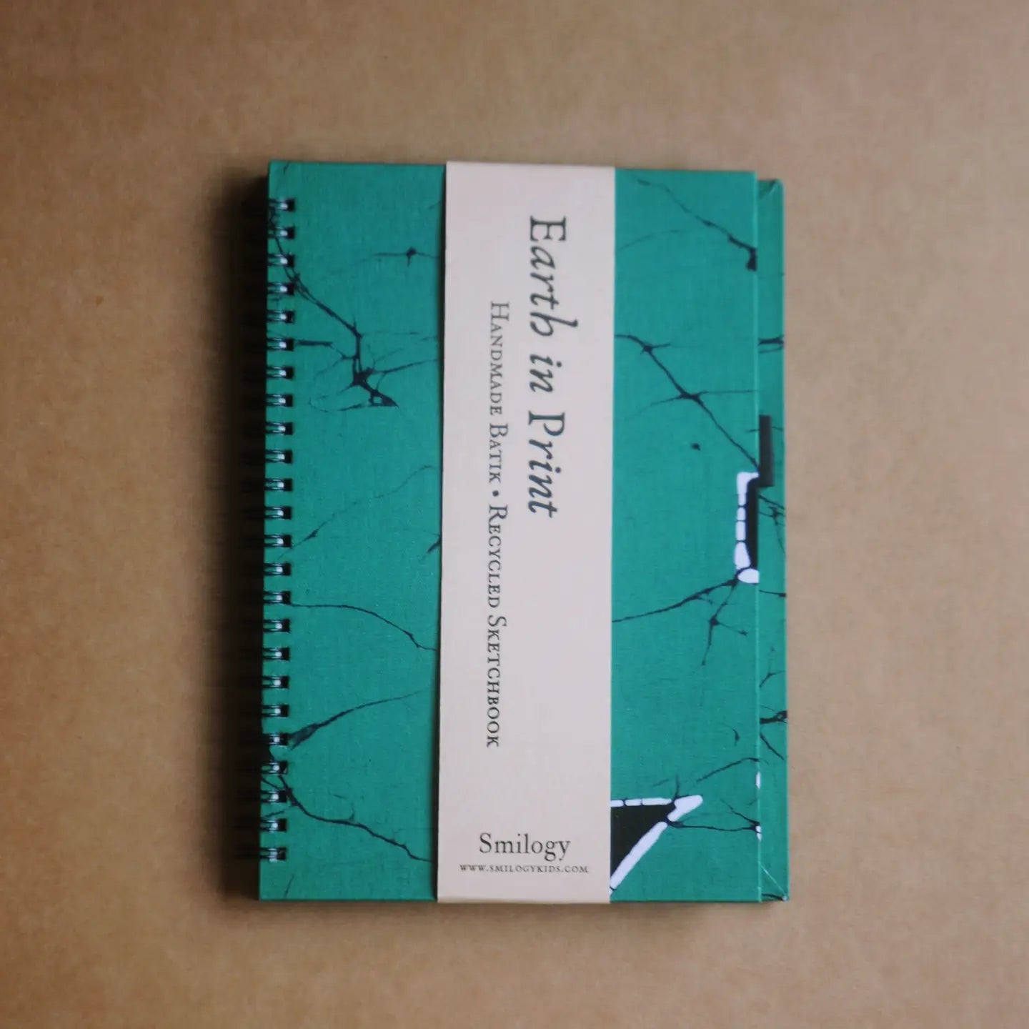 Smilogy Earth in Print Handmade Emerald Green Batik Sketchbook Recycled Paper