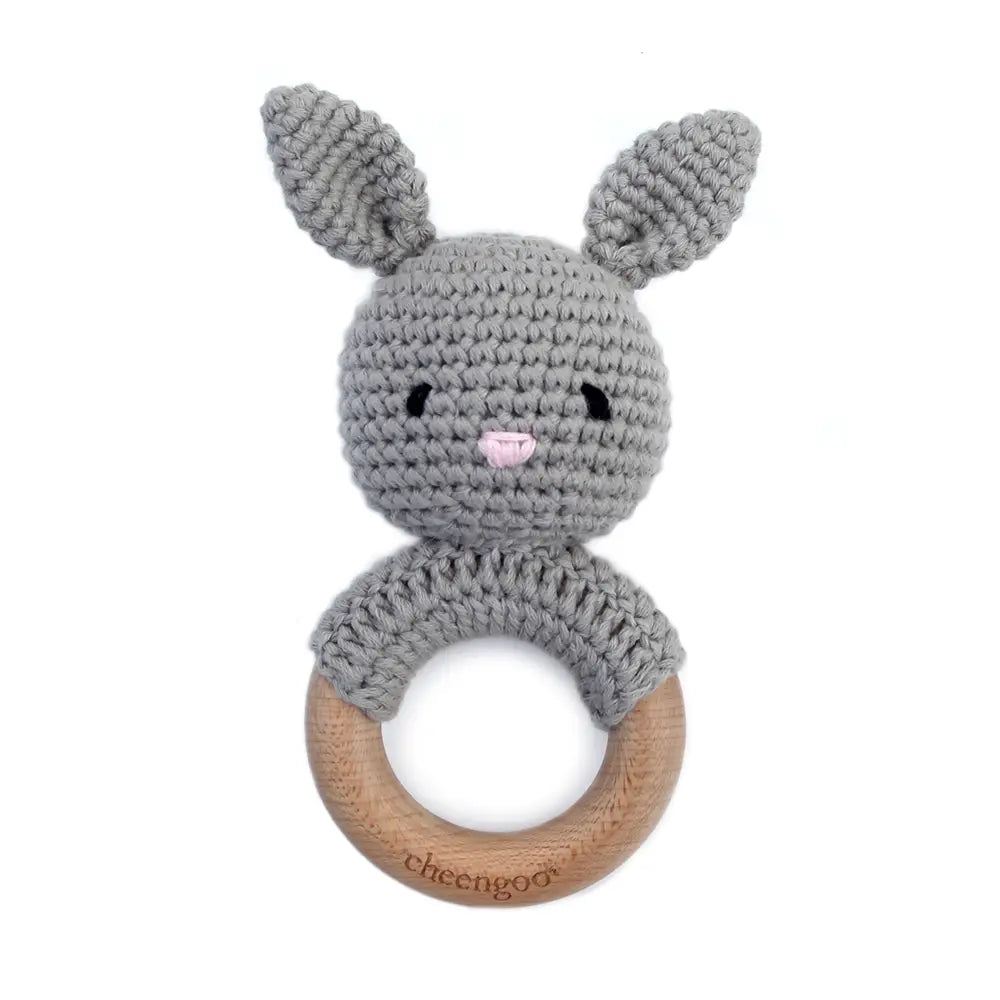Cheengoo Bunny Teething Rattle Grey