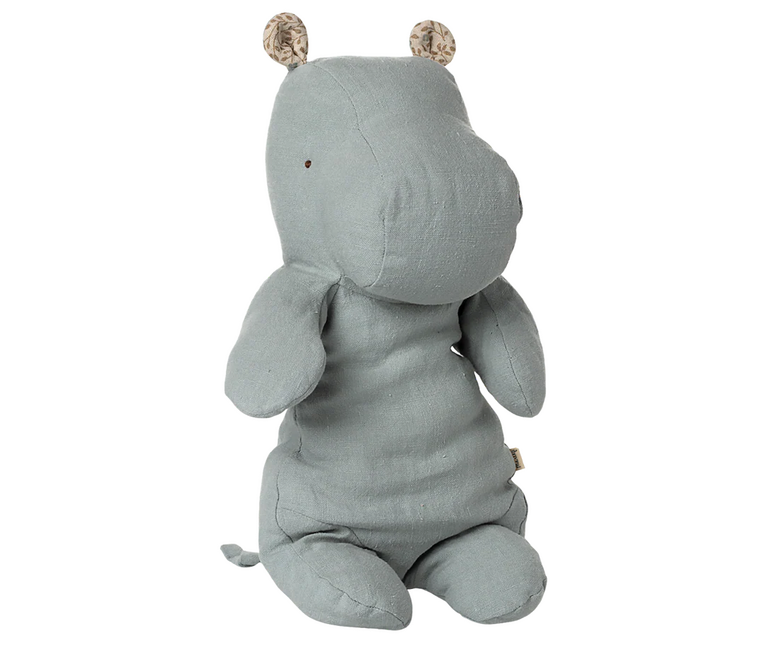 Maileg Toys Safari Friends Medium Hippo Soft Toy Blue Grey