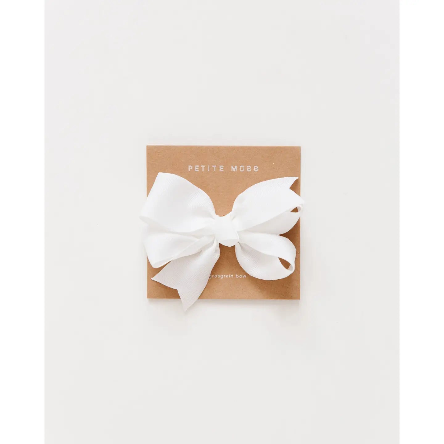 Petite Moss Grosgrain Bow Clip White